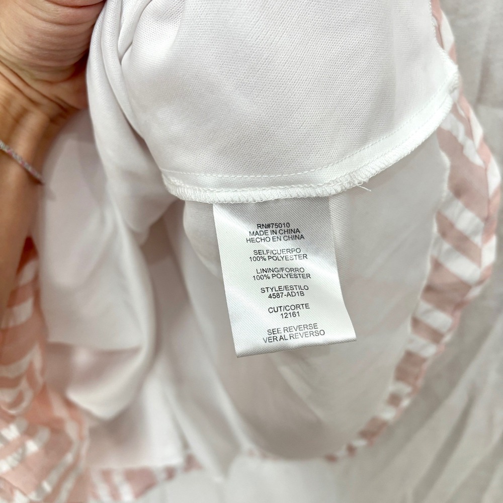 City Vibe Pink & White Striped Strappy Short Dress Pockets Open Back Girly - Picture 4 of 10